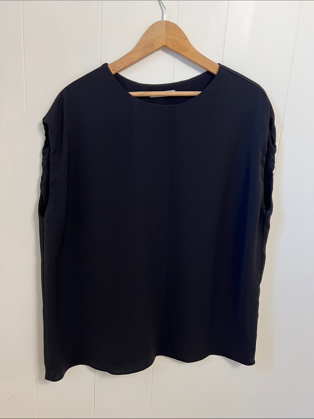M.M.LaFleur Classic Black Heavyweight Lined Polyester Crepe Shell Blouse XL